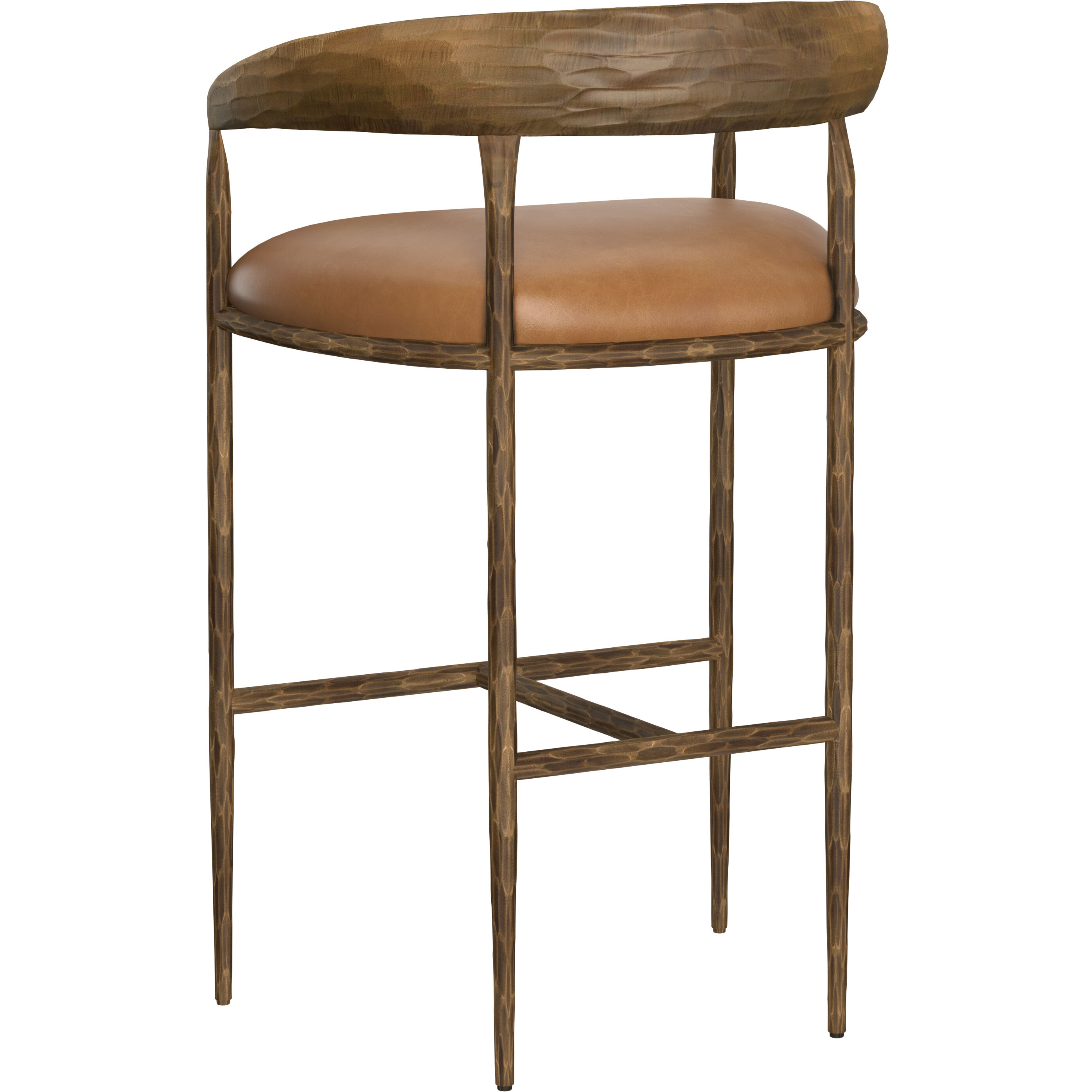 Zanatta 38.75 inch Tan Leather Barstool
